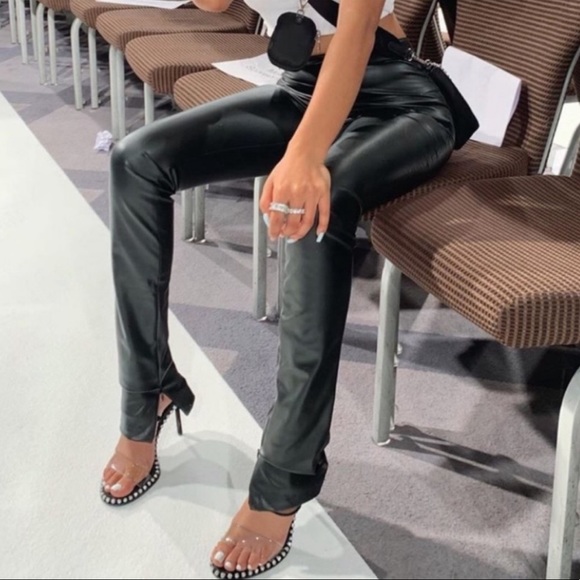 ZARA EXTRA LONG FAUX LEATHER LEGGINGS - Picture 3 of 7